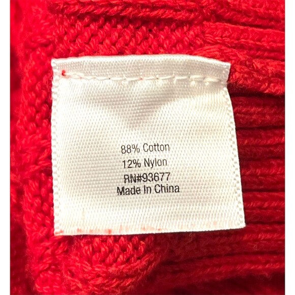 Red V-Neck Cable Knit Women's Sweater - Picture 9 of 10